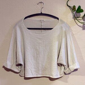 Caution to the Wind White Oversized Cropped Shirt (M)